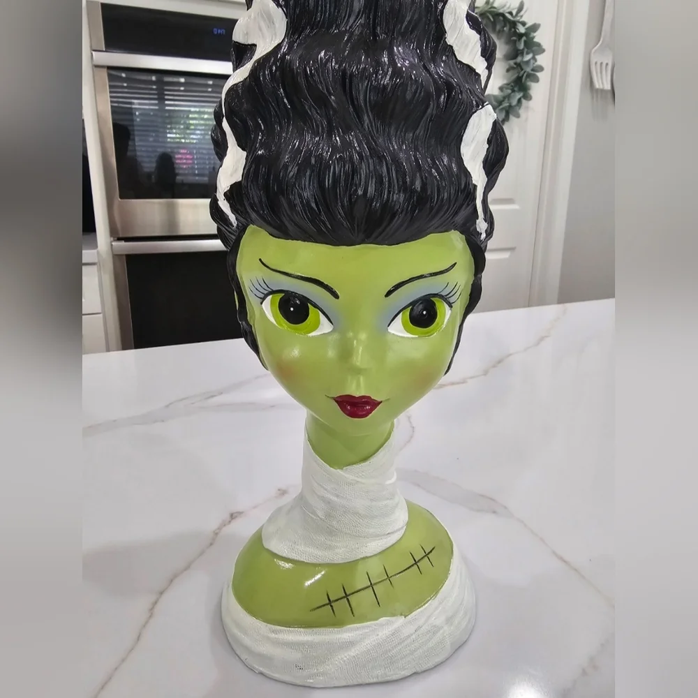 Viral Tiktok Bride Of Frankenstein Head Halloween Bust Figurine Statue